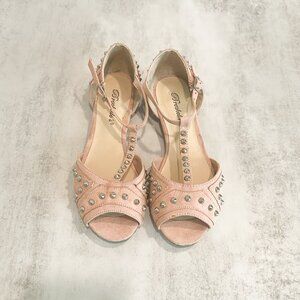 SOLD NWOT Breckelle's Ballet Flat Shoe Pink Studded Strappy